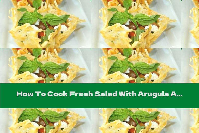 How To Cook Fresh Salad With Arugula And Cherry Tomatoes Served In A Basket Of Yellow Cheese - Recipe