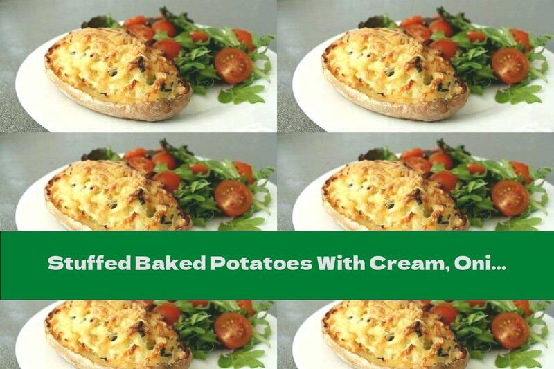 Stuffed Baked Potatoes With Cream, Onion And Yellow Cheese